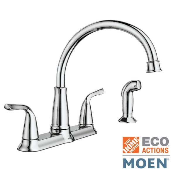 MOEN Brecklyn 2-Handle Standard Kitchen Faucet with Side Sprayer in Chrome