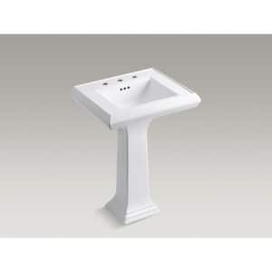 Memoirs Ceramic Pedestal Combo Bathroom Sink with Classic Design in White with Overflow Drain