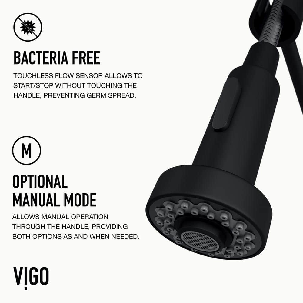 Matte Black Brass Touchless Pull-Down Kitchen Faucet with Spray