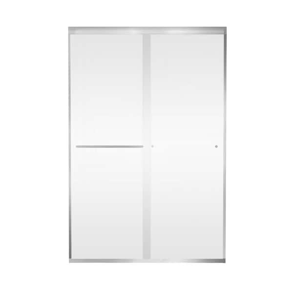 ANGELES HOME 44 - 48 in. W x 72 in. H Sliding Semi Frameless Shower Door, 1/4 (6mm) Clear Tempered Glass in Brushed Nickel