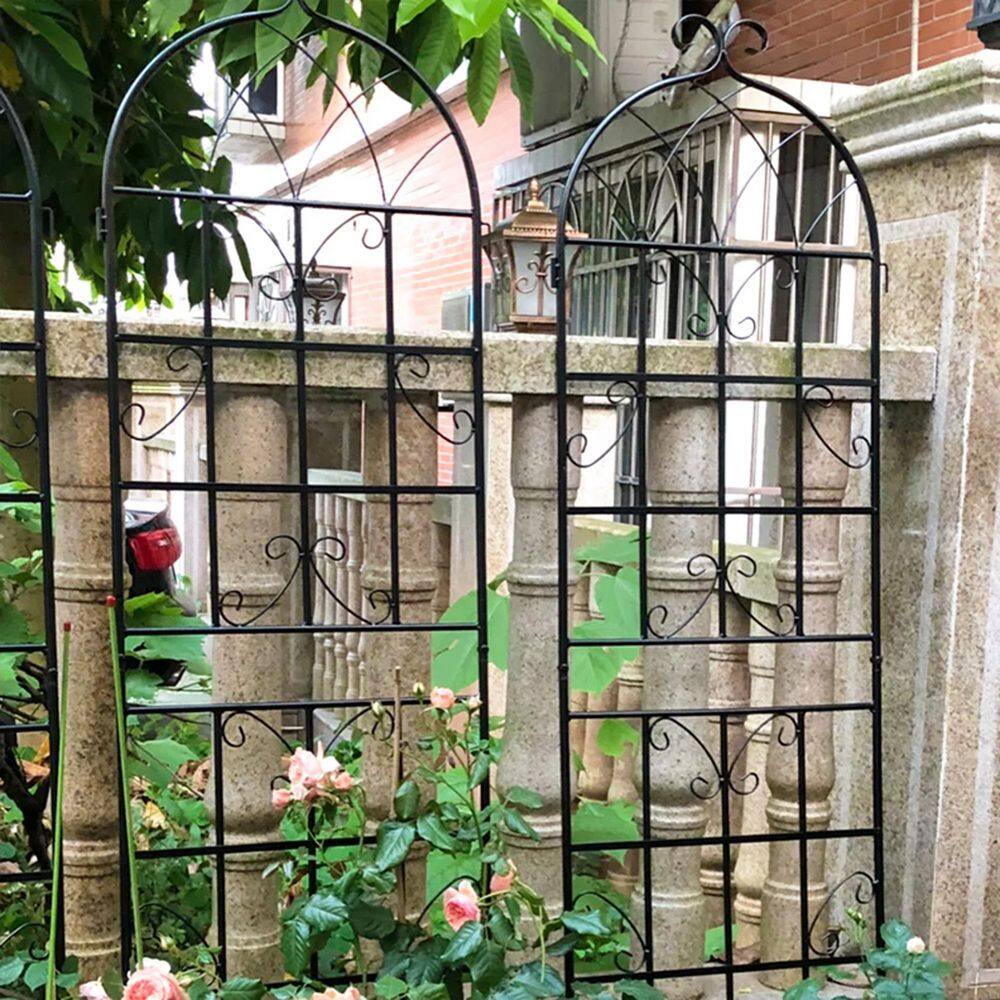 Black Metal Garden Trellis for Climbing Plants, 71" x 80"