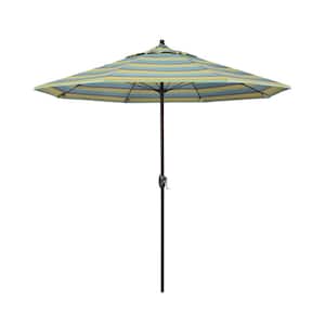 7.5 ft. Bronze Aluminum Market Patio Umbrella with Fiberglass Ribs and Auto Tilt in Astoria Lagoon Sunbrella