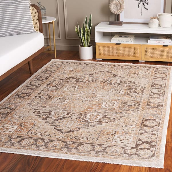 Hazel 9 ft. x 12 ft. Gold/Brown Distressed Medallion Area Rug