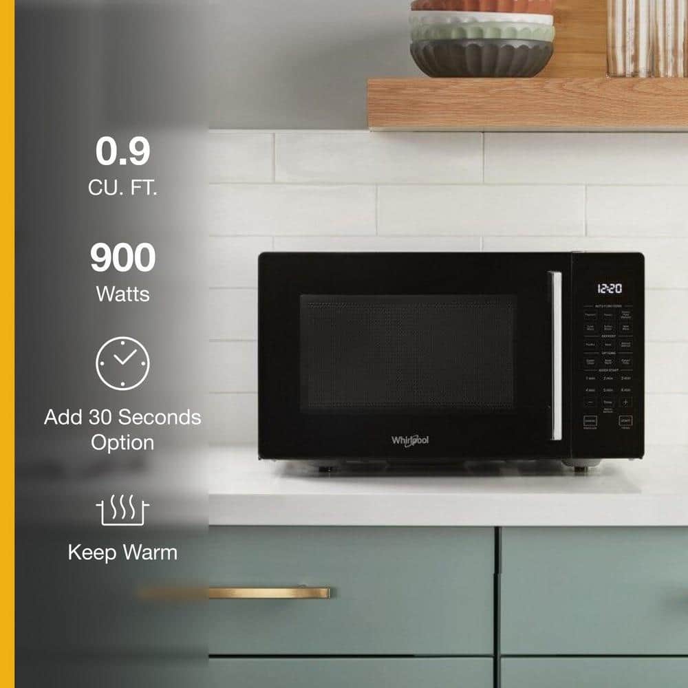 Black 19-Inch Compact Countertop Microwave with LED Display
