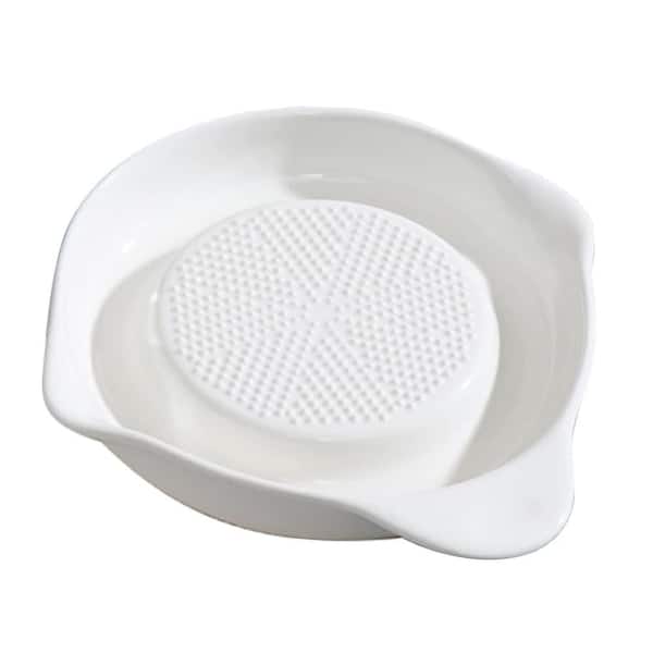 White Advanced Ceramic Grater with Silicone Ring for Ginger, Garlic, Onion, 6-Inch