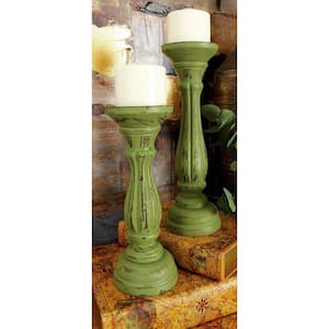 Green Wood Candle Holder (Set of 3)