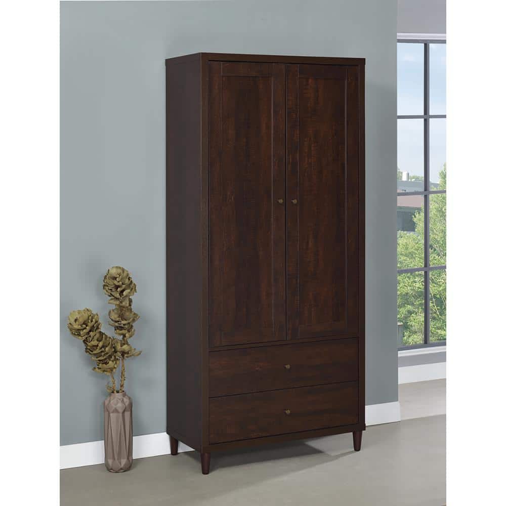 Rustic Tobacco Tall 2-Door Accent Cabinet with Adjustable Shelving