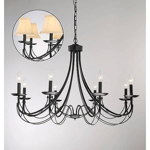 Viviana 35.5 in. W 8Light Antique Black Iron Chandelier