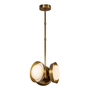 Alonso 13 in. 1-Light 13-Watt Vintage Brass Integrated LED Pendant Light