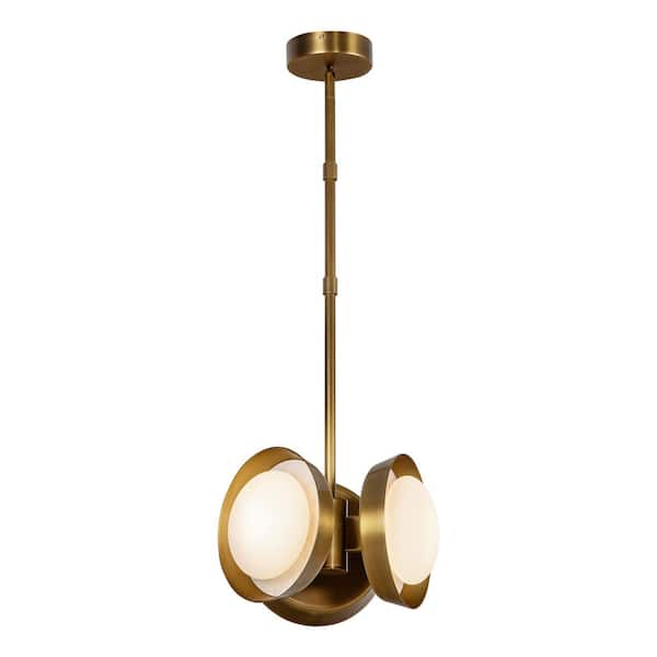 ALORA Alonso 13 in. 1-Light 13-Watt Vintage Brass Integrated LED Pendant Light