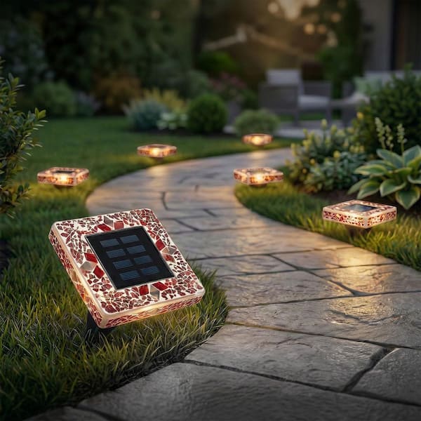 GIGALUMI Solar White Powered Integrated LED Path Light (12-Pack