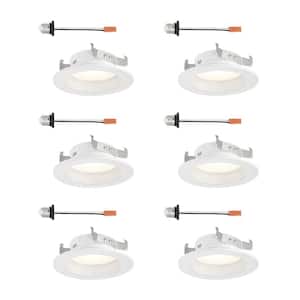 4 in. White Baffle Trim Selectable CCT Integrated LED Recessed Housing Required Can Light for Kitchens (6-Pack)
