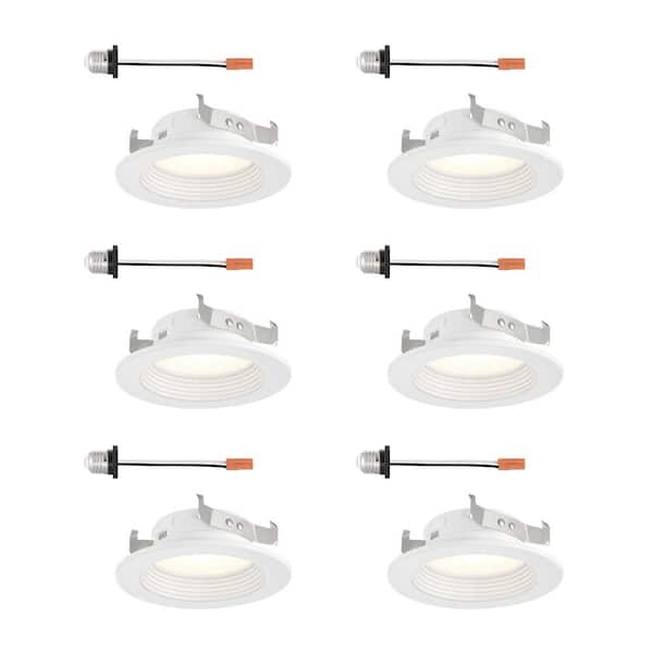 EnviroLite EnviroLite 4 in. White Baffle Trim Dimmable LED Recessed Can Light for Damp Indoor Areas, 6-Pack
