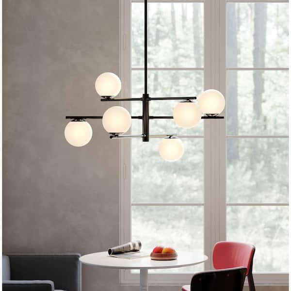 6-Light Black Mid Century Modern Chandelier
