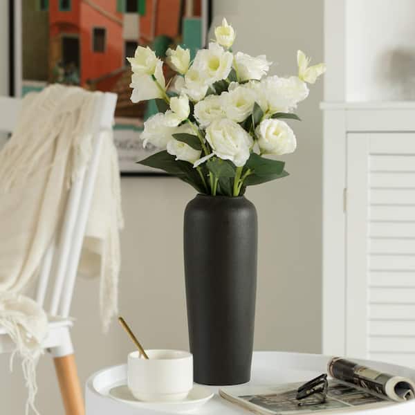 Uniquewise Black Decorative Modern Ceramic Cylinder Shape Table Vase Flower  Holder with Rope (Set of 2) QI004362.2.BK - The Home Depot