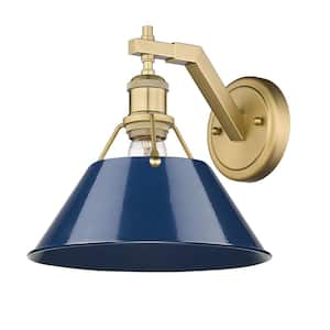 Orwell 10 in. 1-Light Brushed Champagne Bronze and Matte Navy Wall Sconce