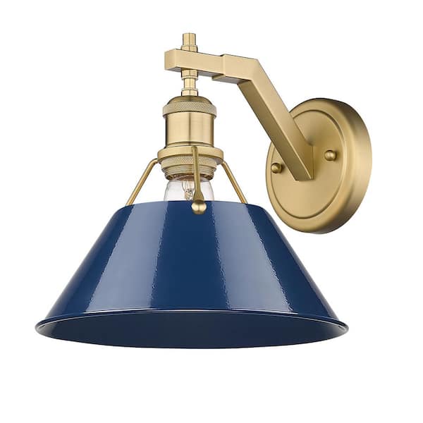 Orwell 10 in. 1-Light Brushed Champagne Bronze and Matte Navy Wall Sconce