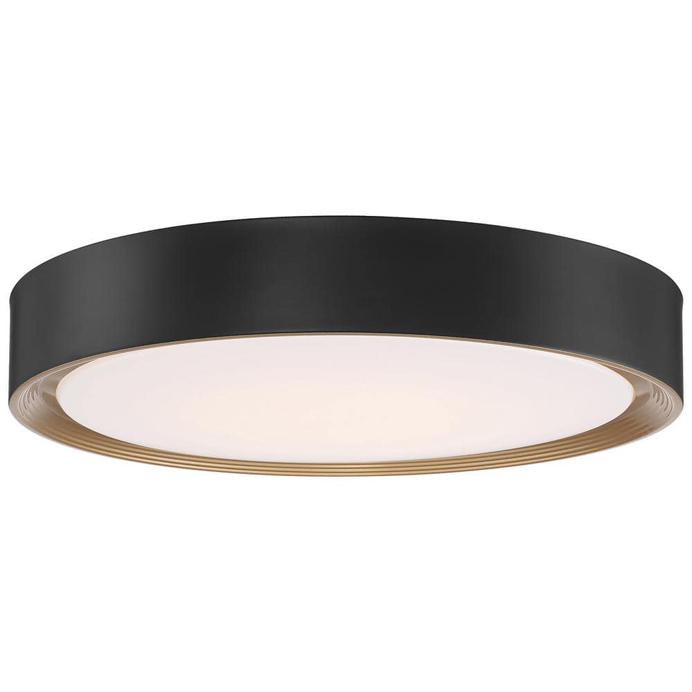 Malaga 23.75 in. 40-Watt Matte Black Integrated LED Flush Mount with White 