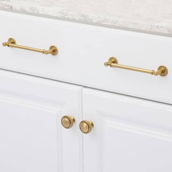 Minted 6 in. Center-to-Center Satin Brass Cabinet Pull Minted 6 in. Center-to-Center Satin Brass Cabinet Pull