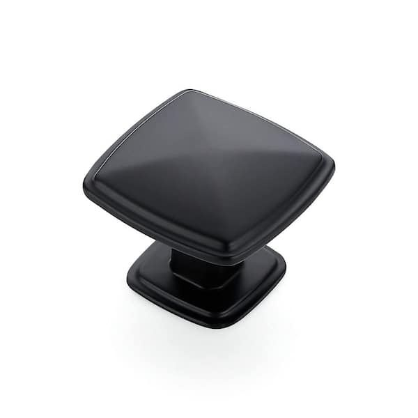25 Pack 1.25 in. Matte Black Square Cabinet Knobs Euro Style Simple Look Reliable Design Single Hole Drawer Pulls