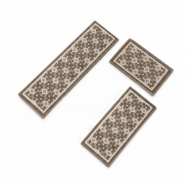 Brown 59 in. x 20 in. Indoor Non Slip Kitchen Rugs and Mats Set of 2 Washable Kitchen Mats