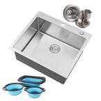 eModernDecor Topmount Drop In Stainless Steel 25 in. x 22 in. x 9 in ...