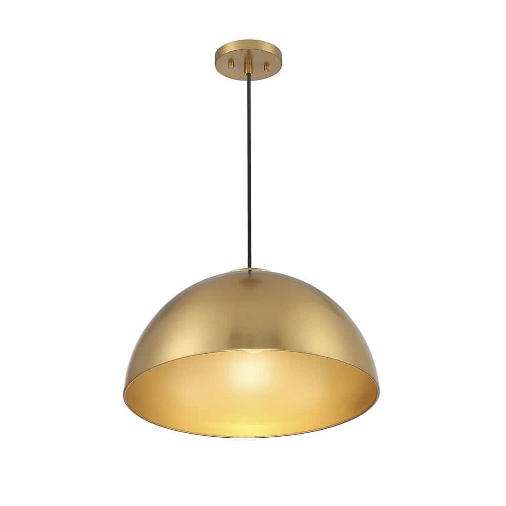 Natural Brass 1-Light Bowl Pendant with Vintage Styling