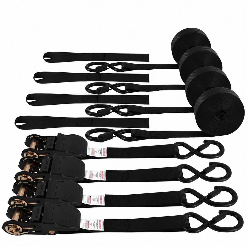 1 in. x 20FT Heavy Duty Ratchet Straps 4-Pack, Tie Down Straps 1750lb Break Strength for Trailers Equipment, Black price history on PriceWatchPro