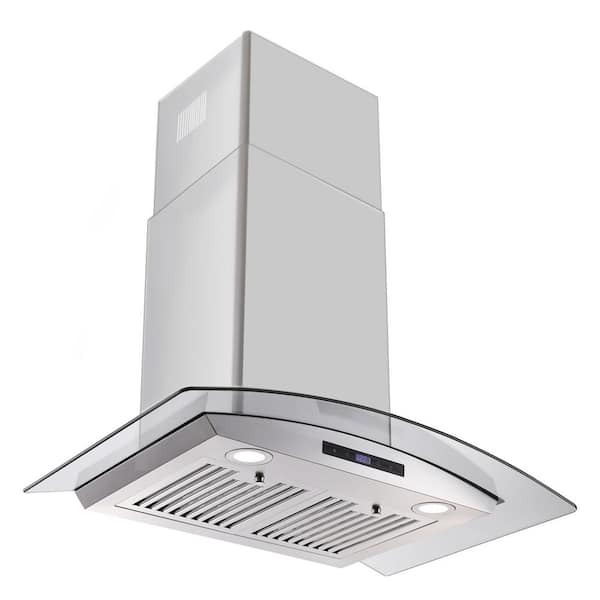 Tieasy 36 inch Island Range Hood 700 CFM, 4 LED Lights 5-Layer Filters, Kitchen Hood Ducted/Ductless Convertible