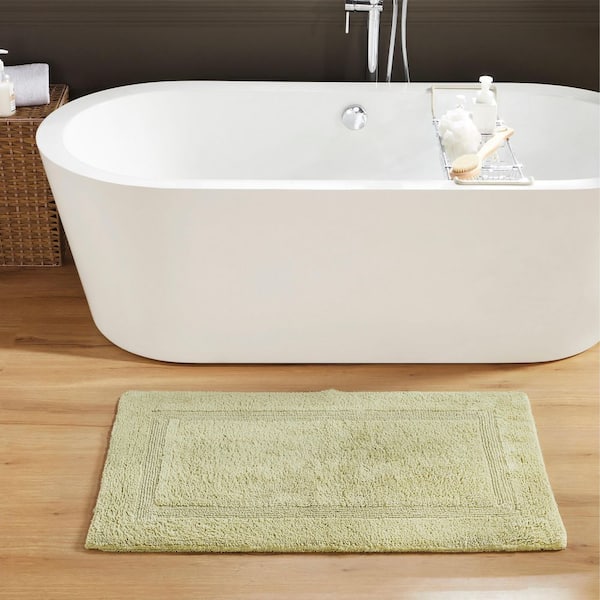 Better Trends Lux Collection Sage 24 in. x 40 in. 100% Cotton Reversible Race Track Pattern Bath Rug