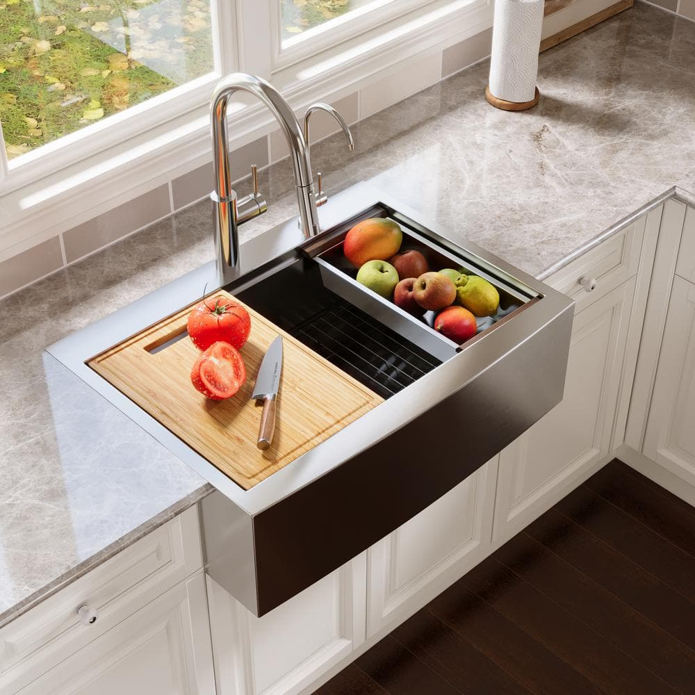 30" Stainless Steel Farmhouse Drop-In Single Bowl Kitchen Sink with Accessories