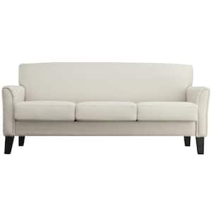Durham 76.5 in. White Linen 4-Seater Sofa with Square Arms
