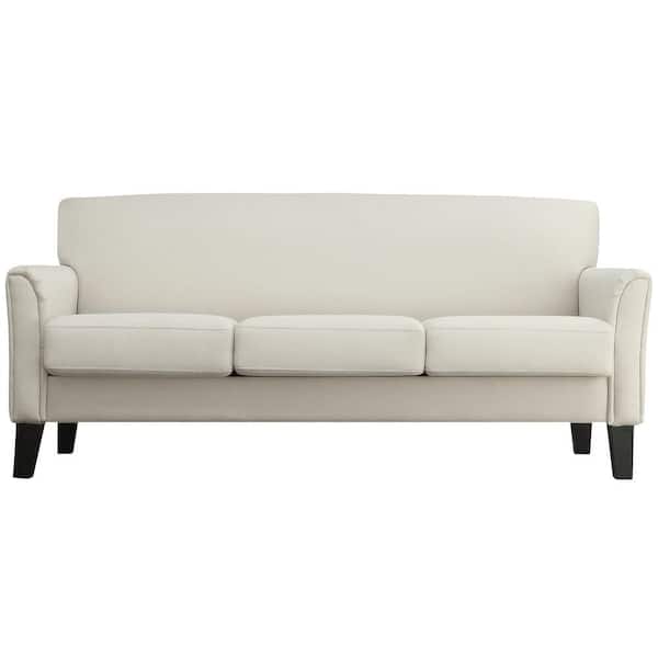 HomeSullivan Durham 76.5 in. White Linen 4-Seater Sofa with Square Arms