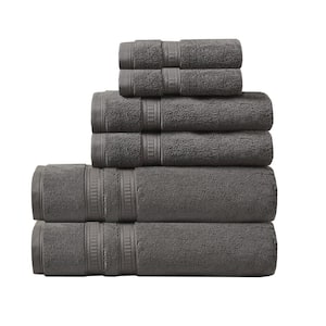 Plume 6-Piece Charcoal Cotton Bath Towel Set Feather Touch Antimicrobial 100%