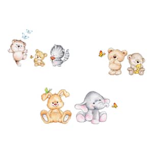 26.4 in. x 37 in. Cute Animals Wall Decal