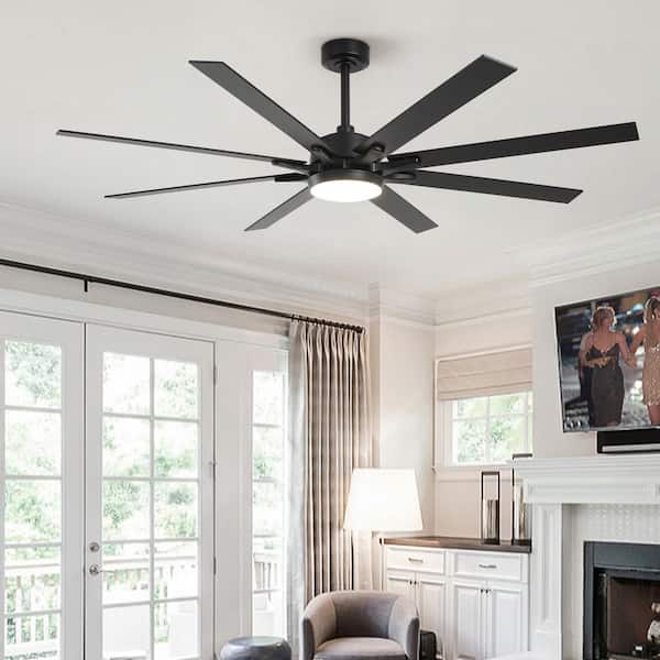 65 in. LED Indoor Black DC Motor Ceiling Fan with Light and Remote Control, Reversible Blades