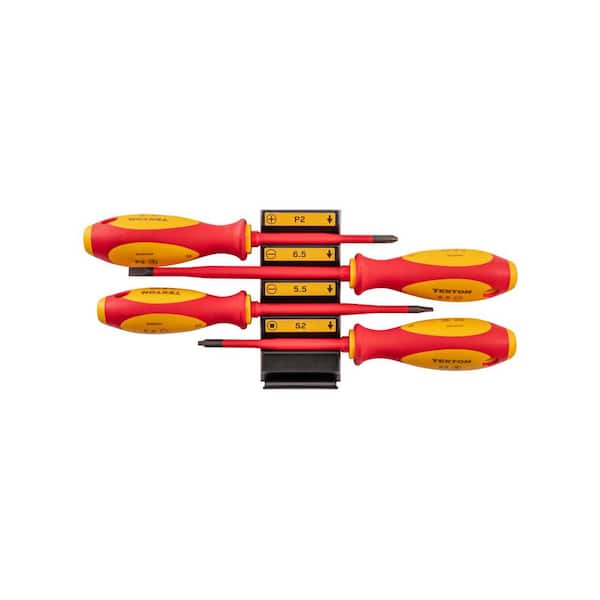 Phillips, Slotted, Square Insulated Screwdriver Set with Modular Organizers, 4-Piece (2, 5.5-6.5 mm, 2)