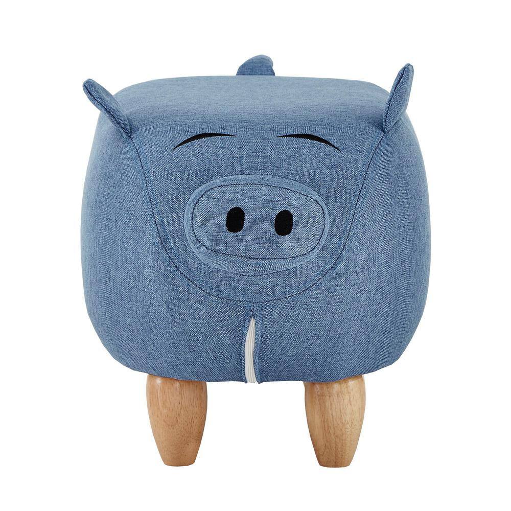 HomeSullivan Blue Fabric Pig Animal Ottomans 40846OT3BU(N1) The Home Depot