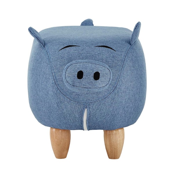 HomeSullivan Blue Fabric Pig Animal Ottomans