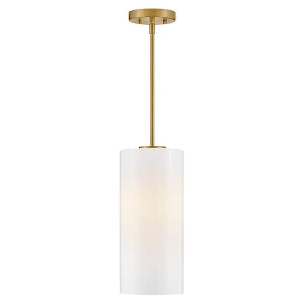 Lane 1-Light Lacquered Brass Tubed Pendant Light