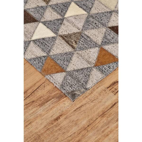 Weave Wander Canady Wolf Gray Rust 8, Leather Area Rug Grey