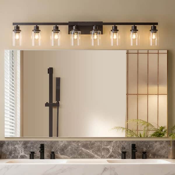Lasaideal 51 in. 8-Light Black Vanity Lights Fixture with no bulbs Included