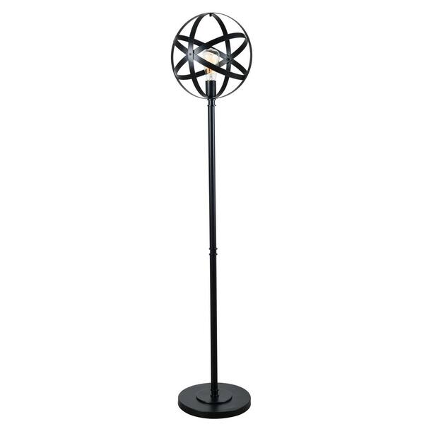 Black Floor Lamp With Metal Shade, Metal Sphere Floor Lamp