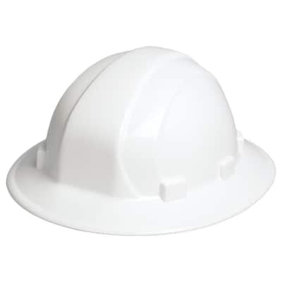 Omega II 6 Point Nylon Suspension Slide-Lock Full Brim Hard Hat in White