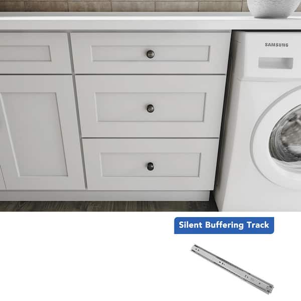 24 in. W x 21 in. D x 34.5 in. H Ready to Assemble Double Shaker Drawer Base Bath Cabinet in Newport White