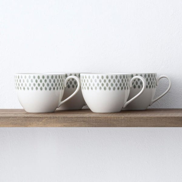 Green Hammock 10 fl. oz. (Green) Porcelain Tea Cups, (Set of 4)