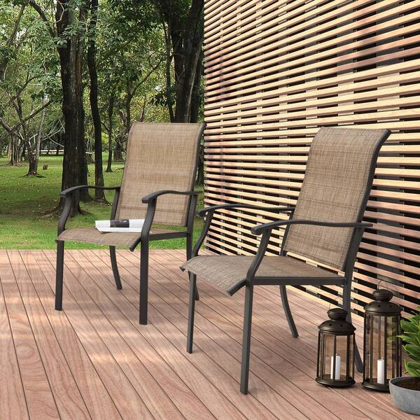 NUU GADEN Patio Dining Chais Set Of 4, Outdoo Stackable Dining Chairs High Back Weather Textilene Patio Chairs Metal Frame Breathable Garden Outdoor C%2f16300202272