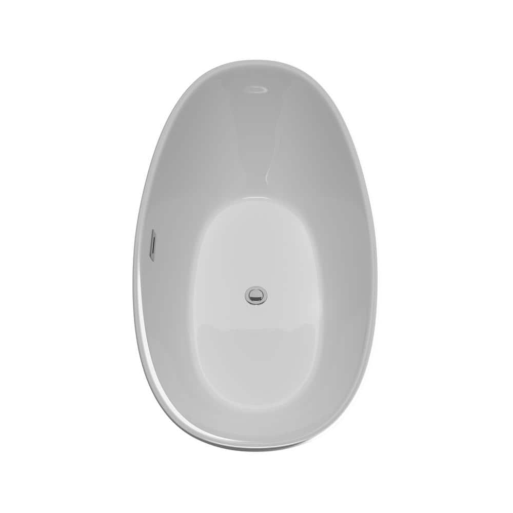 Dorrit 60" White Acrylic Freestanding Soaking Bathtub with Polished Chrome Faucet
