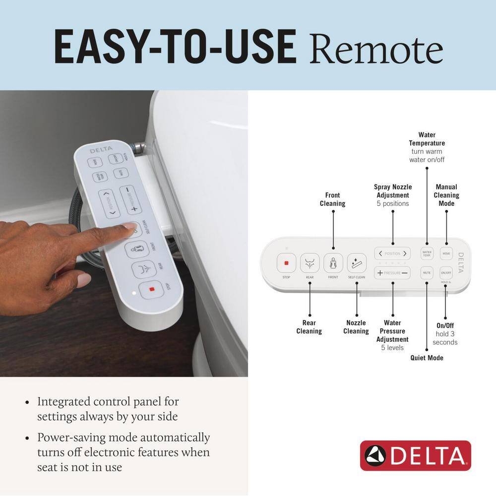 White Elongated Electric Bidet Toilet Seat with Soft Close