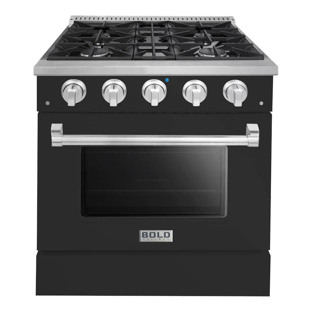 BOLD 30"" 4.2 Cu.Ft. 4 Burner Freestanding Dual Fuel Range with Gas Stove and Electric Oven in Grey Family -  Hallman, HBRDF30CMMG